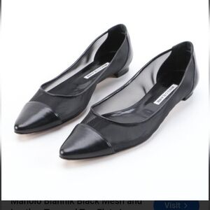 Manolo Blahnik black mesh/leather shoes/ballet flats sz 37 1/2 or US Sz 7.5